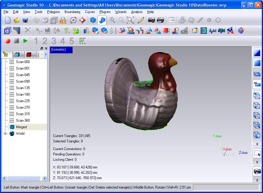 The Scanned Chicken in Geomagic Studio Software