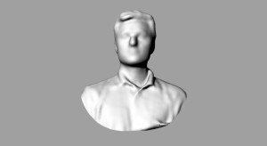 A sculptor cuts away U-curve from the bust to emphasize the chest area.