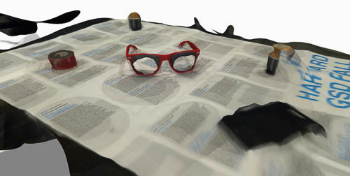 Red glasses on table