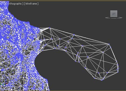 Fixing the monkey arm. I use Autodesk 3ds Max 'optimize' modifier to remove some of the polygons which made the geometry easier to manipulate.