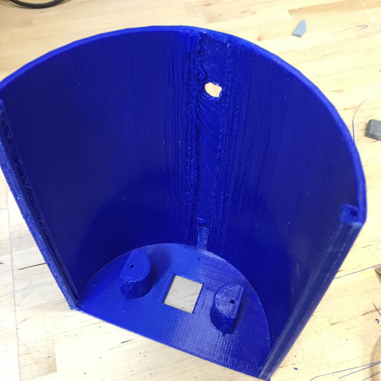 The top half of the enclosure. 10 hour print, 0.33 pounds of PLA.