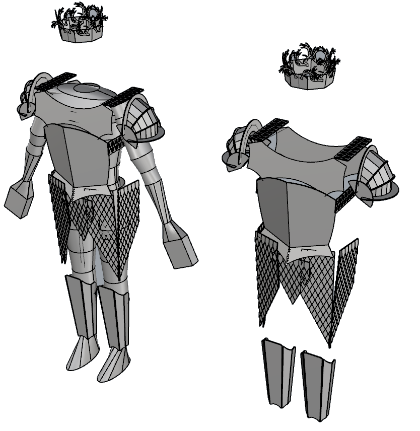 Final Rhino Model of Kingsguard armor, along with Joffrey's crown.
