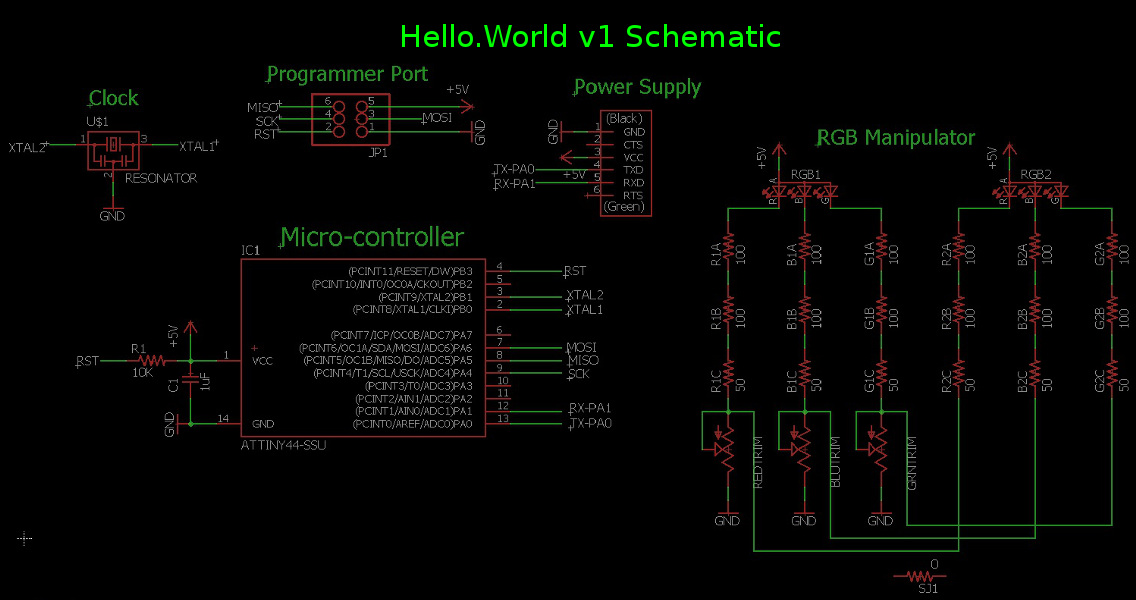 HelloWorld echo board schematic v1