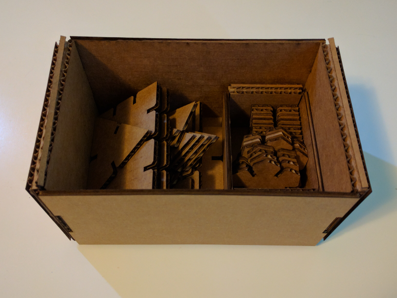 Assembled box holding parts