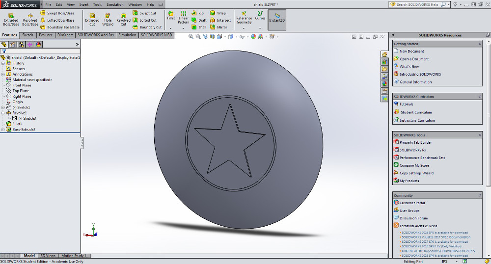finished shield CAD