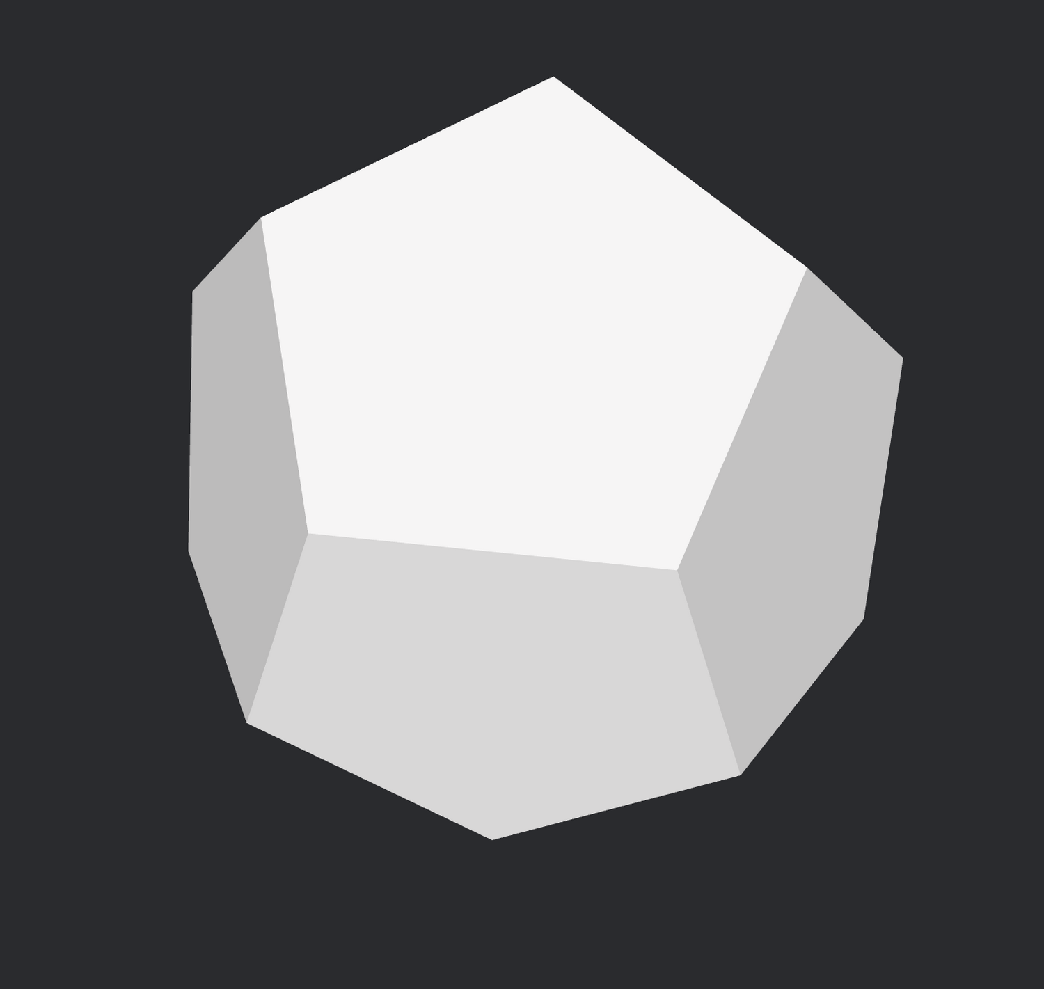 Light-colored 3D model of a dodecahedron against a dark background