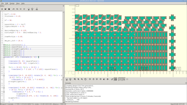 An example OpenSCAD session