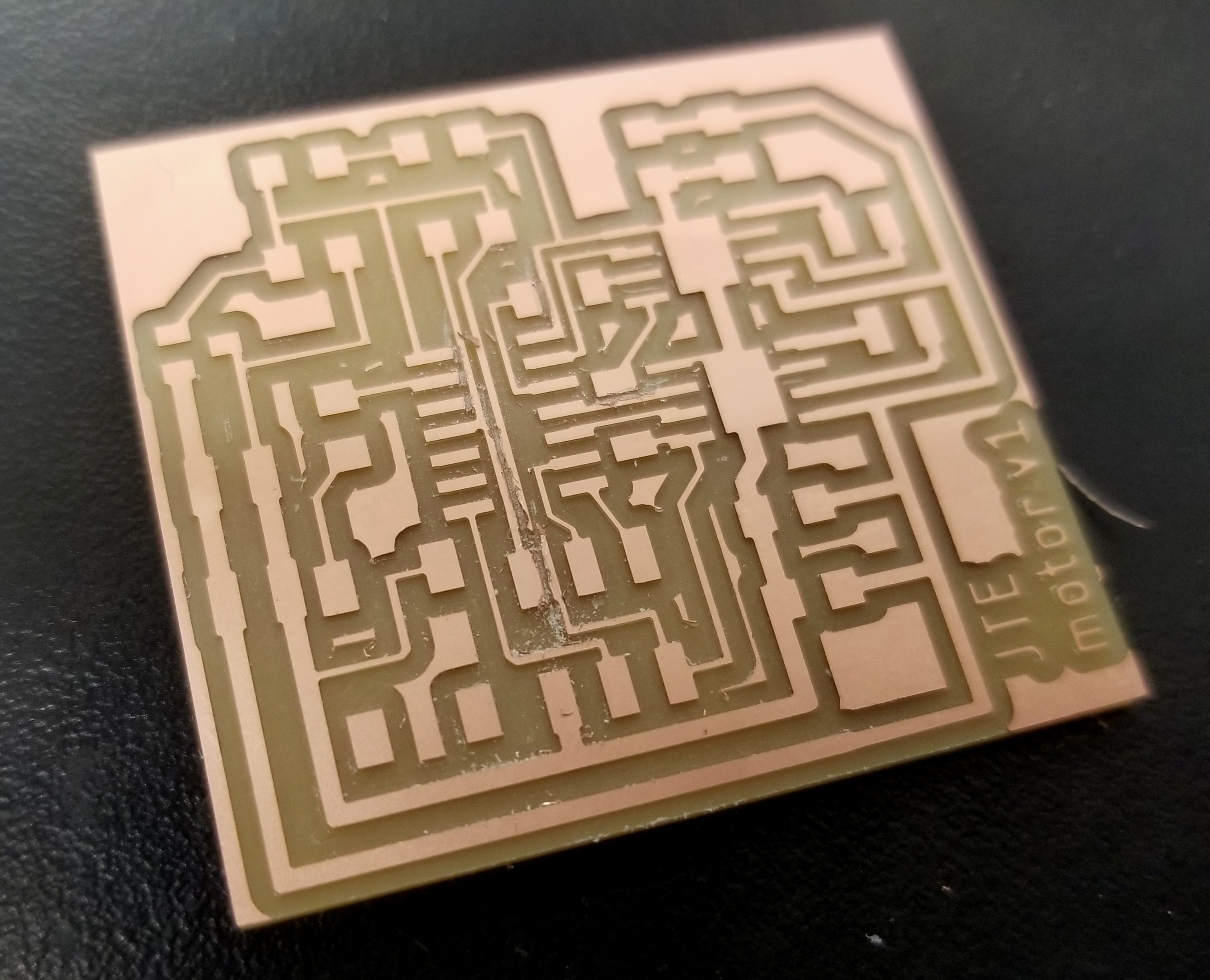 milled board with exacto-cut traces