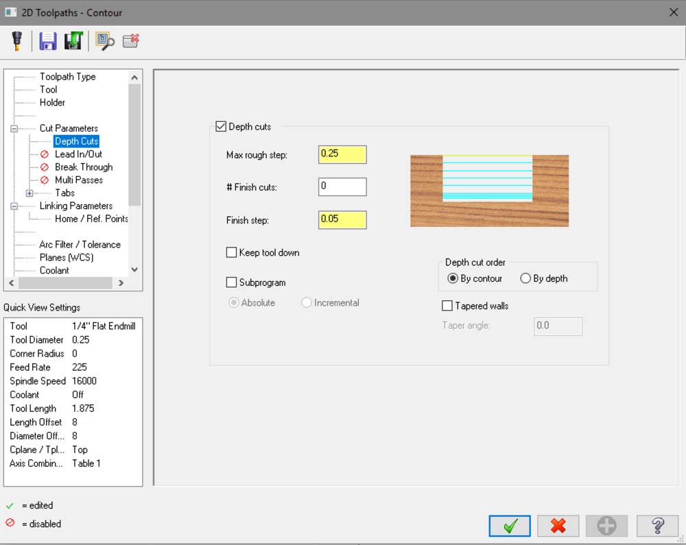 cadcam settings