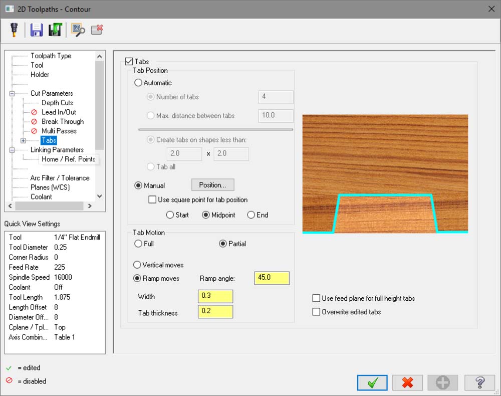 cadcam settings