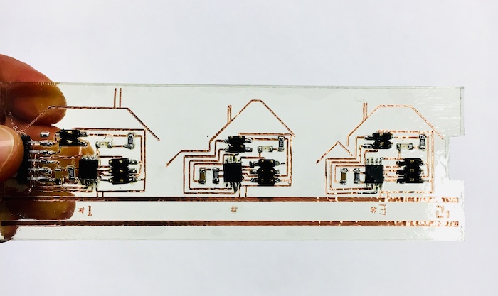 soldered circuit board with house nodes