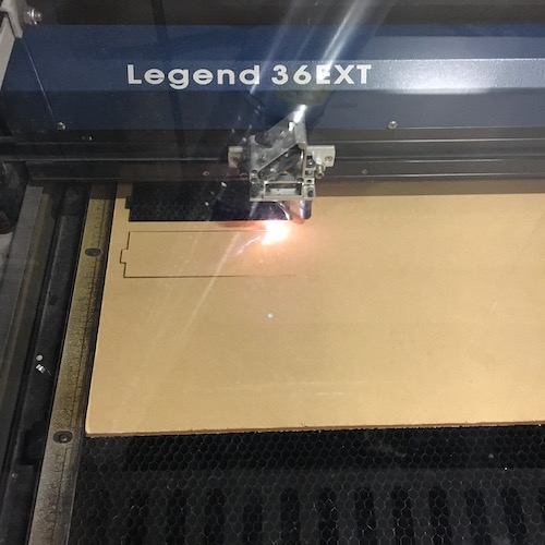 laser cutting acrylic outline for circuit board