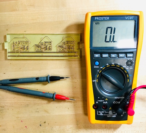 multimeter to check circuit board traces for shorts