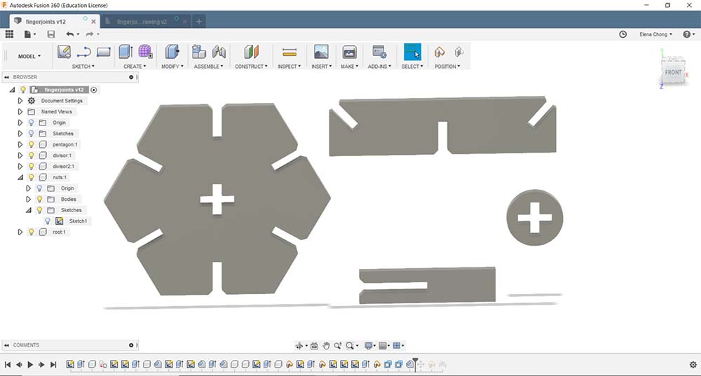 CAD design of laser cut project