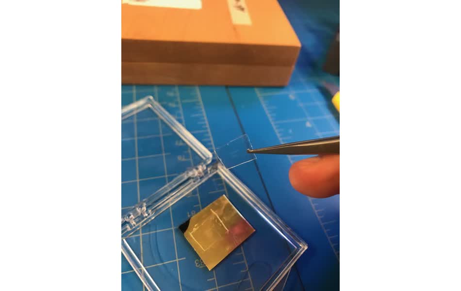 PDMS mold cut away from brass