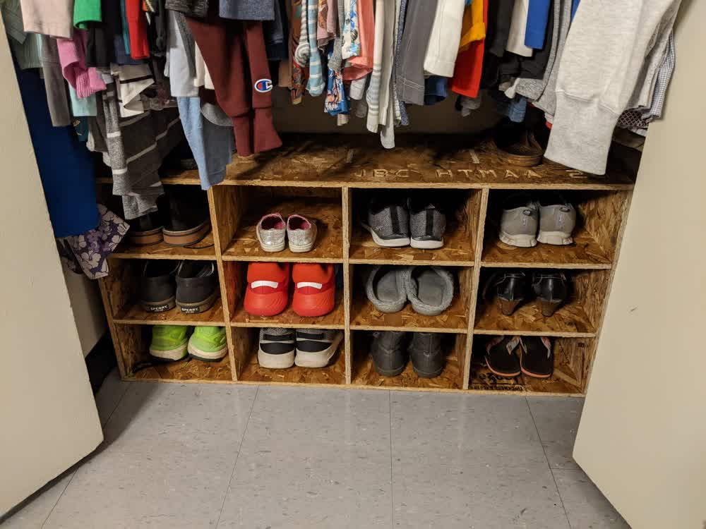 Shoe Cubby Assembled in Closet