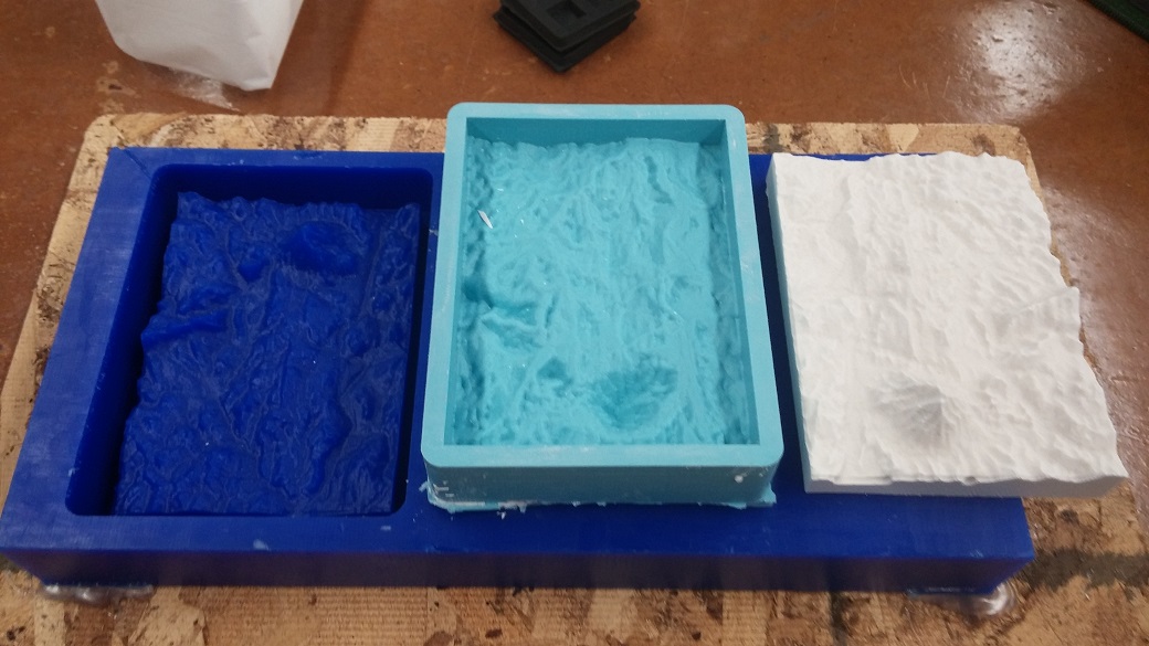 wax mold, oomoo negative, and final hydrostone positive