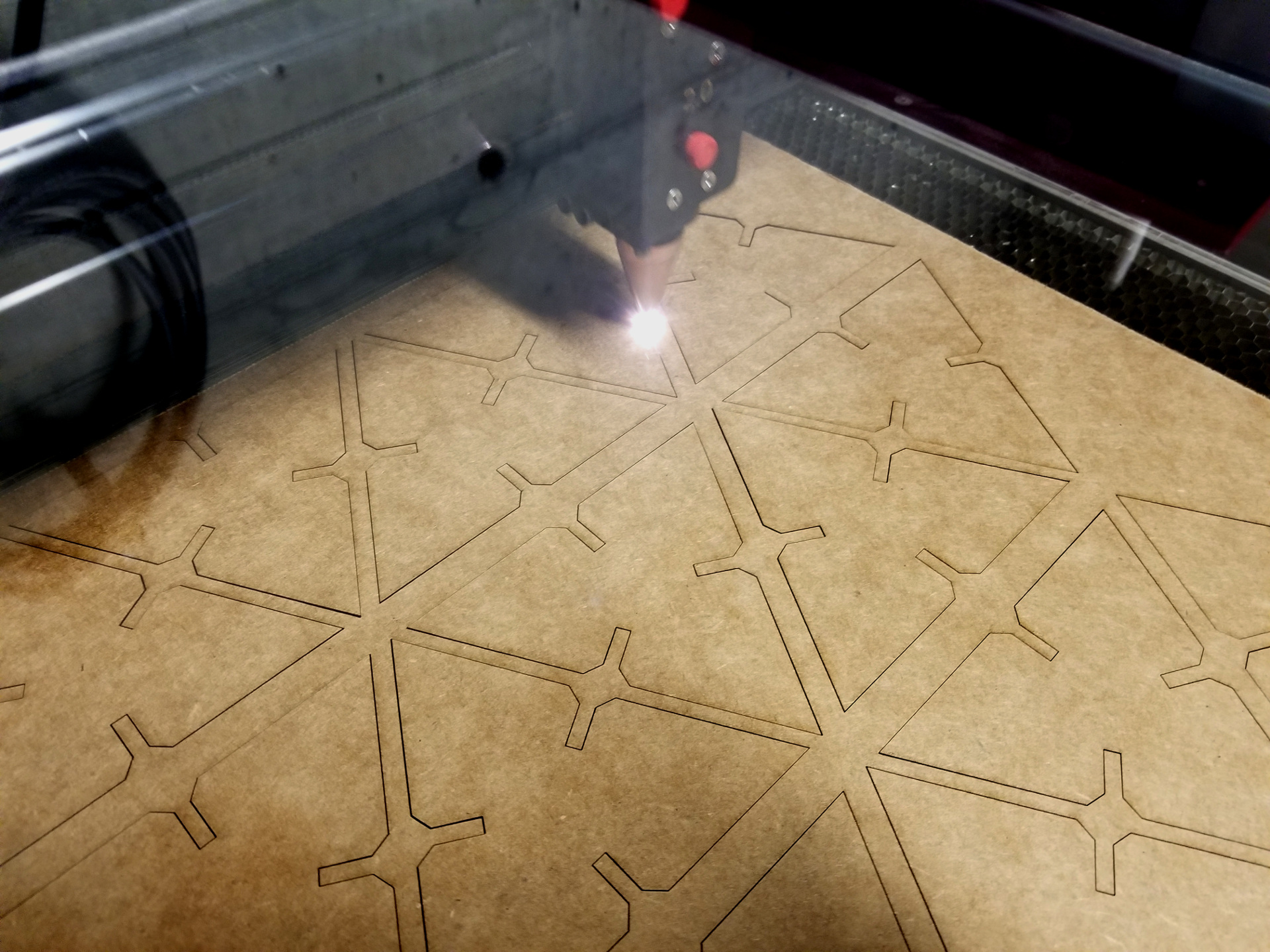 laser cutter in action