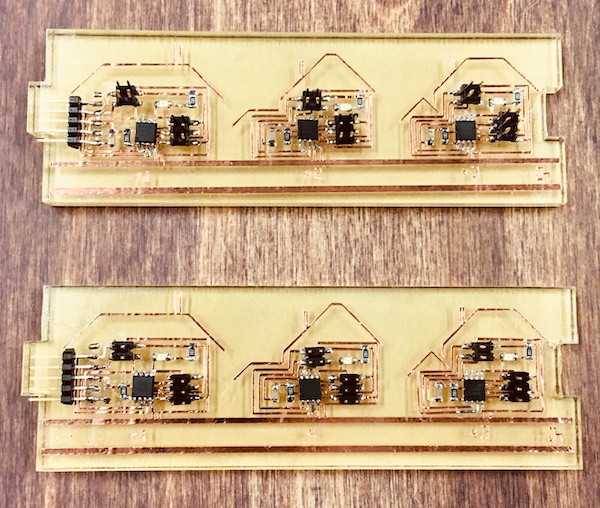 soldered circuit boards with house nodes