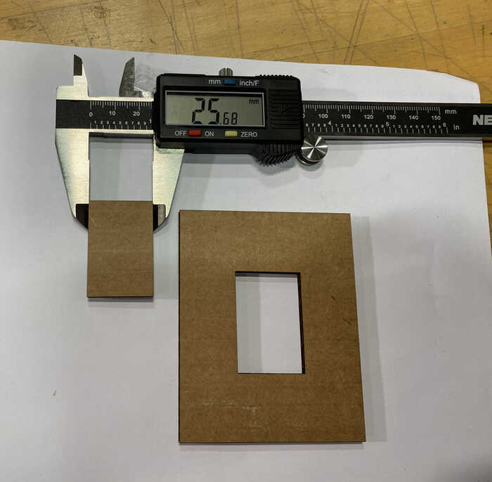 cardboard rectangles and caliper