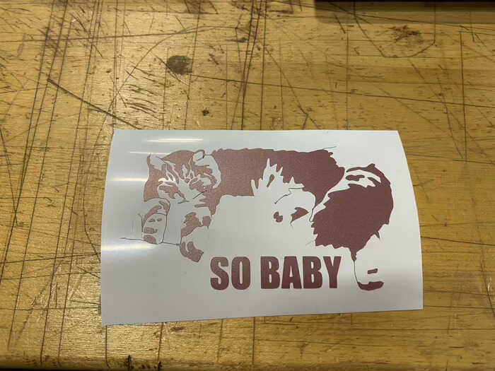 sticker of cute cat with So Baby text