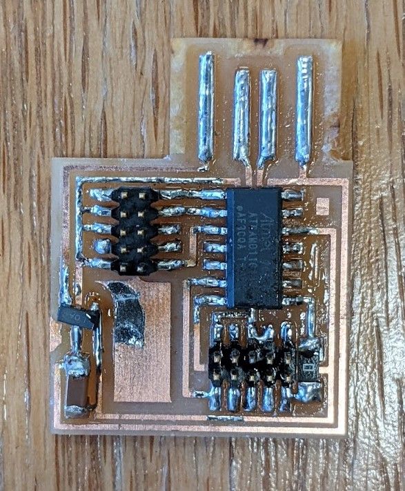 final pcb milled with components placed