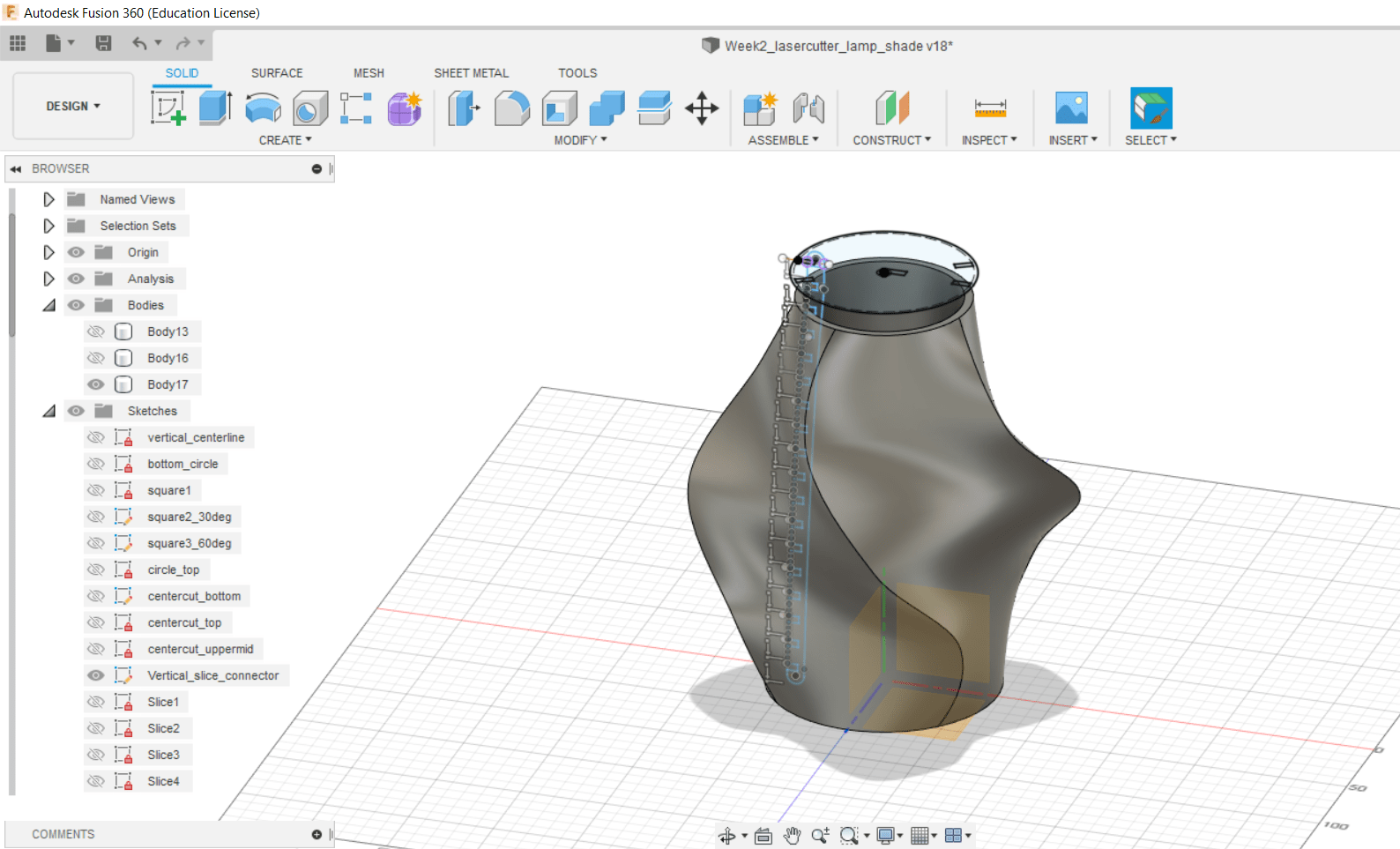 Lamp shade outline in CAD