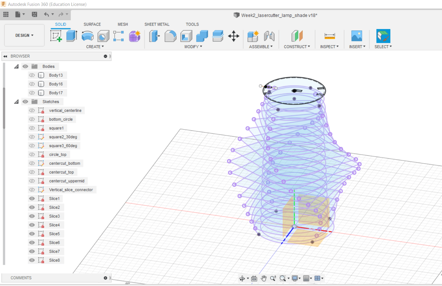 Lamp shade slices in CAD