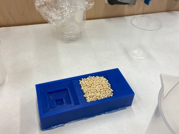 Using CousCous to measure volume of wax mold