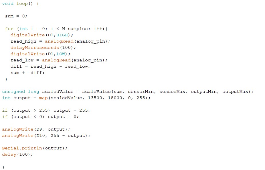 Arduino code for sensor