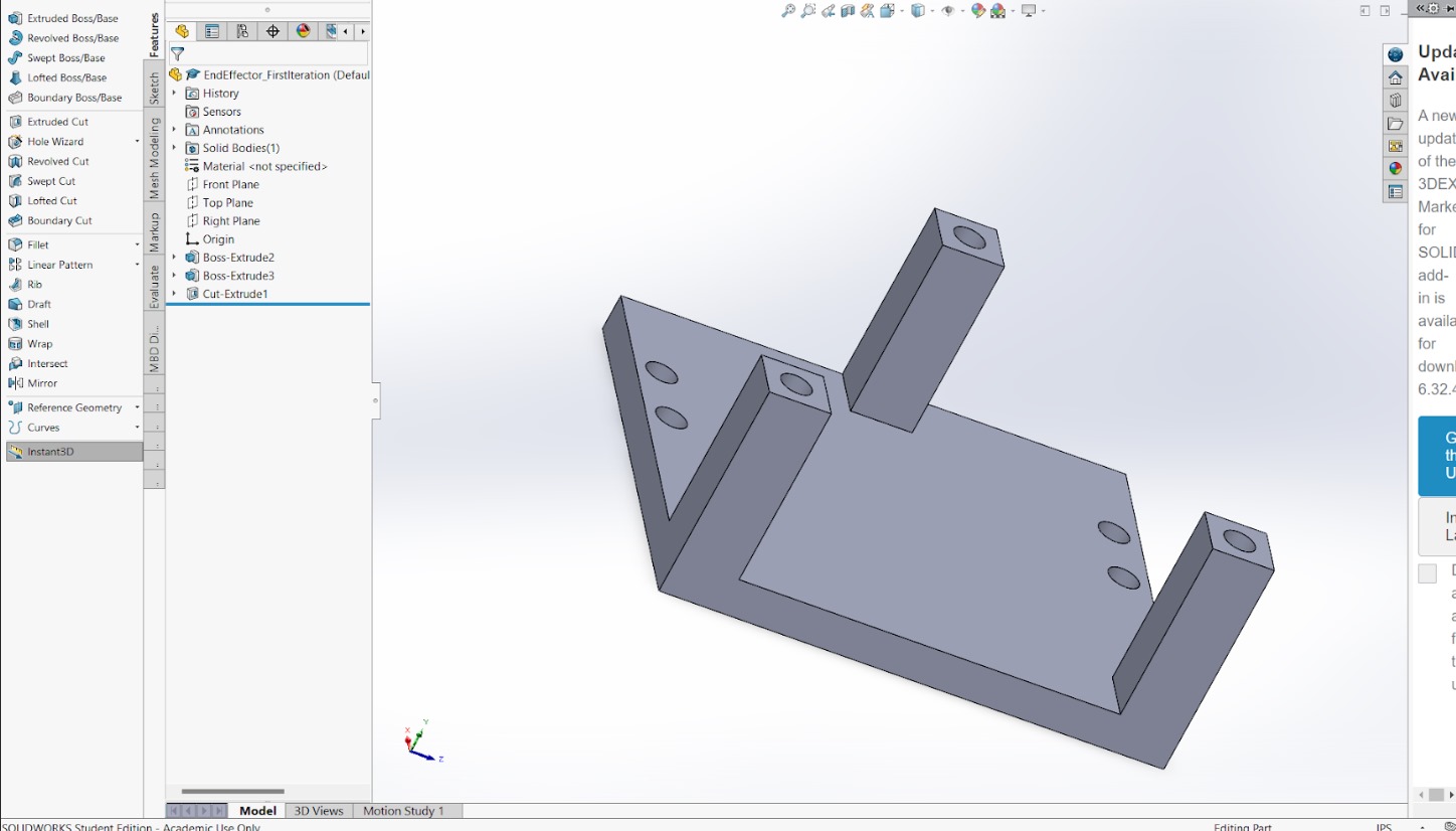 CAD Design of End Effector - Side View