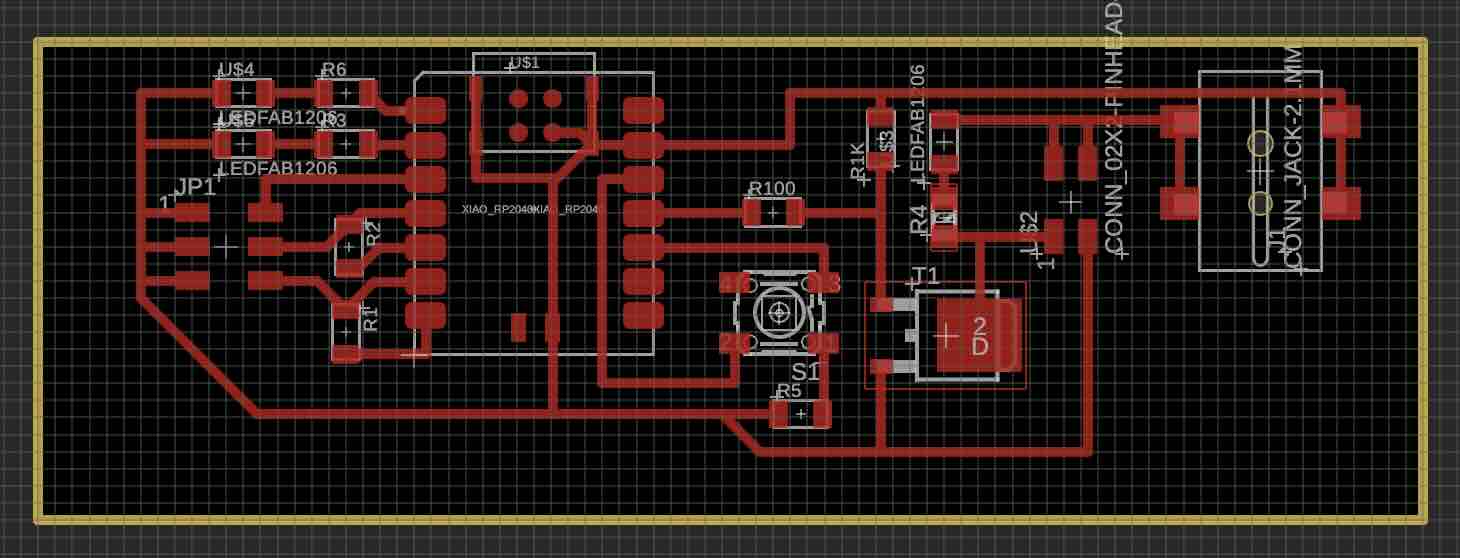 I used fusion to design my board, selecting all my components from the fab inventory. I am not space limited so I selected 24 mil width for all traces. 