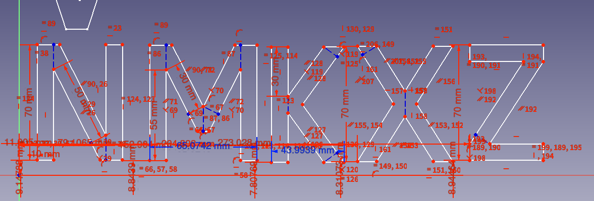 Diagonal letter dimensioning attempt