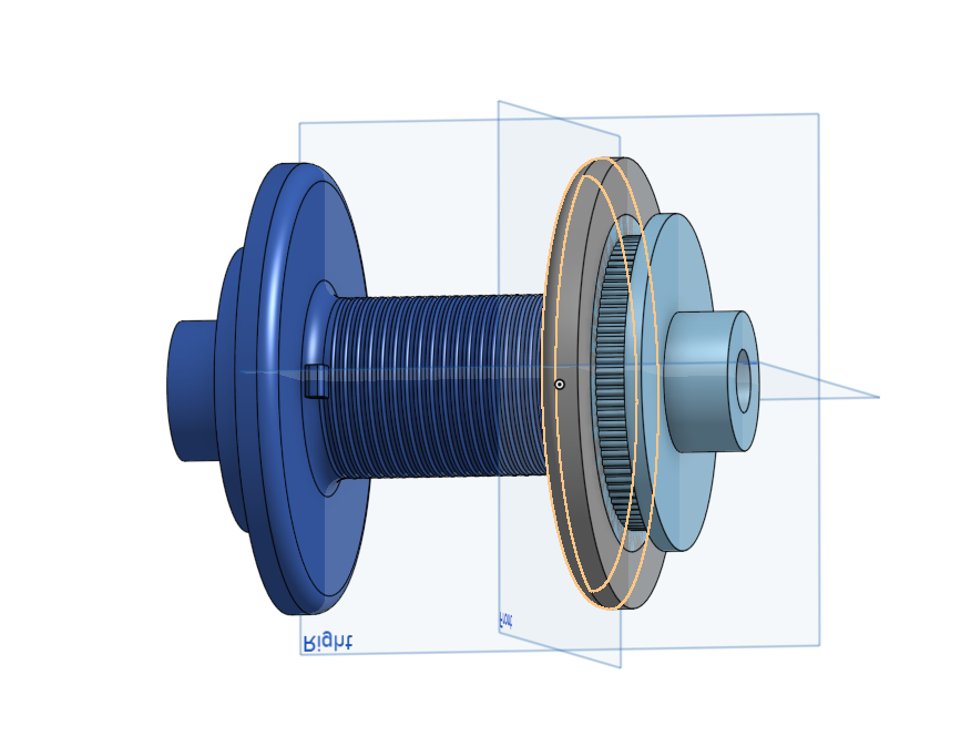 Final spool design with stopper and threads