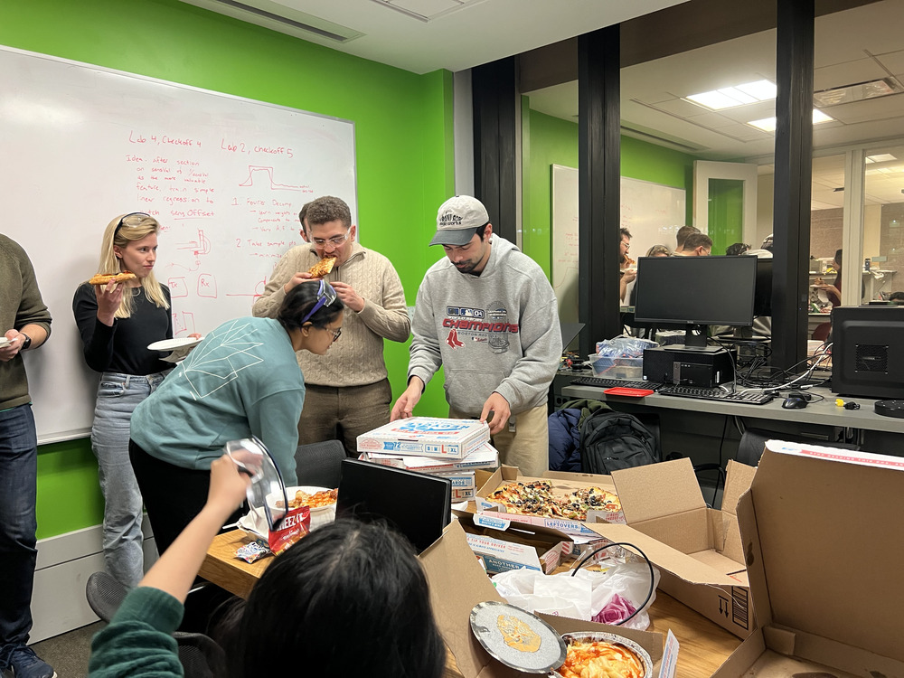 Everyone Enjoying Pizza