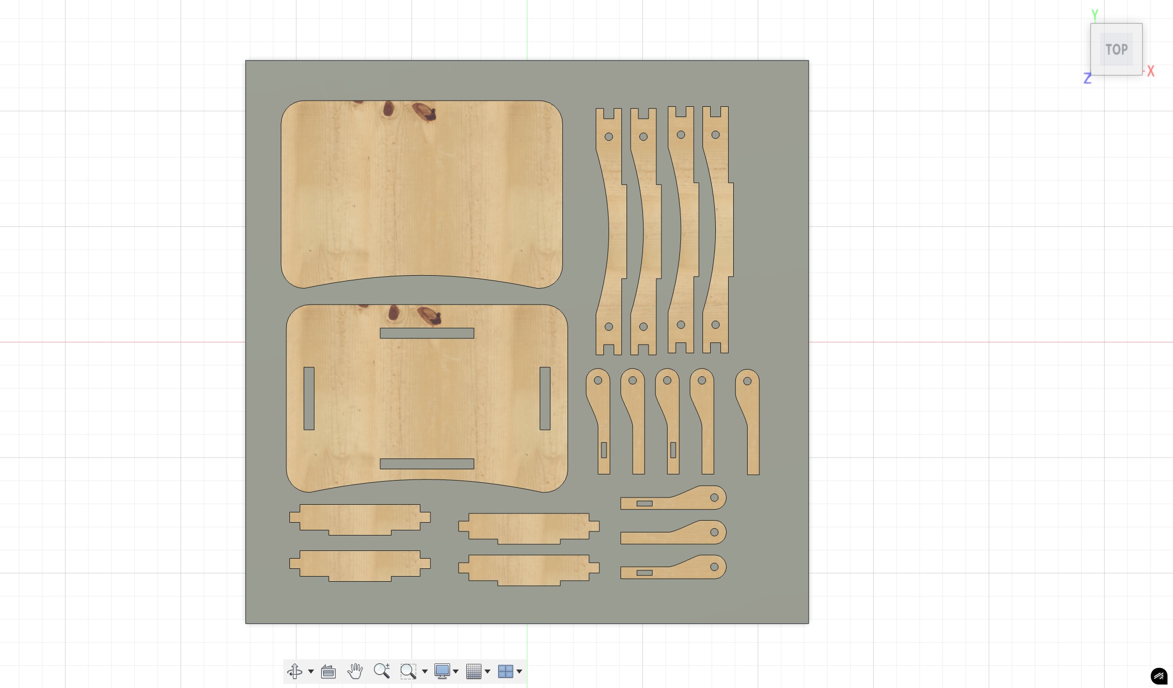 2D layout of Lap table components