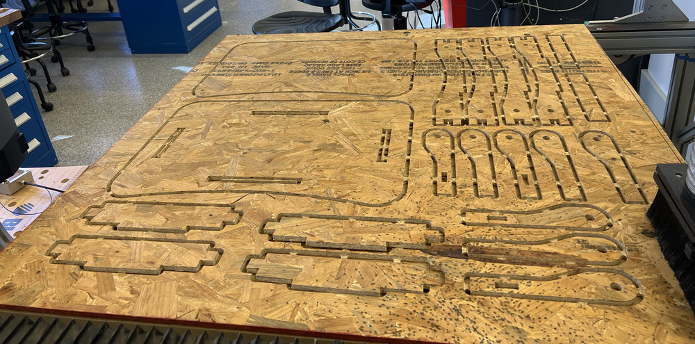 Lap table with dogbone cuts