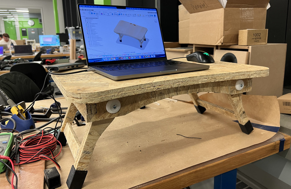 Lap table used as standing desk extension