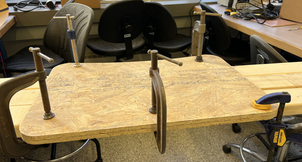 Lap table with dogbone cuts