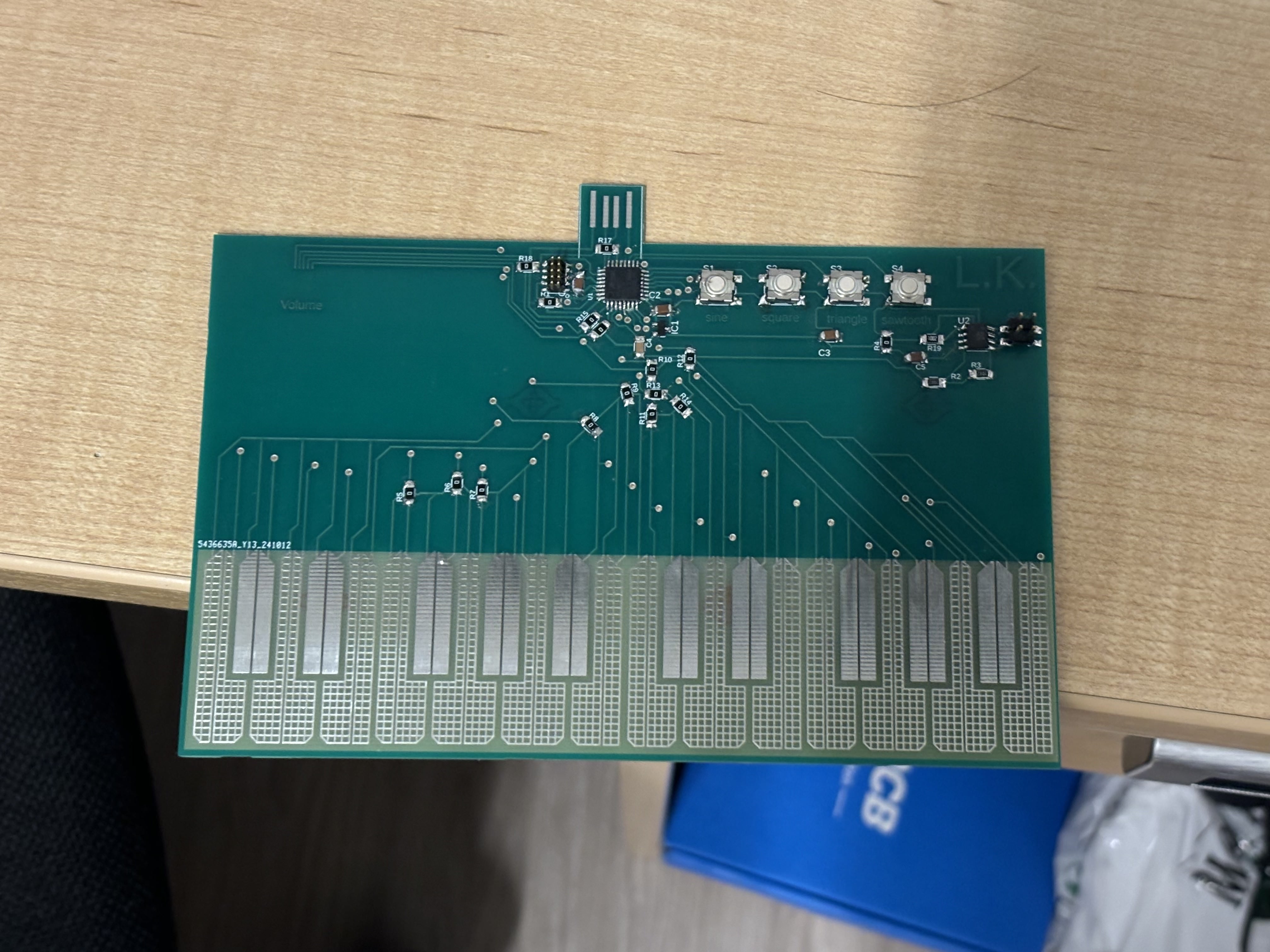 Soldered PCB for capacitive touch piano