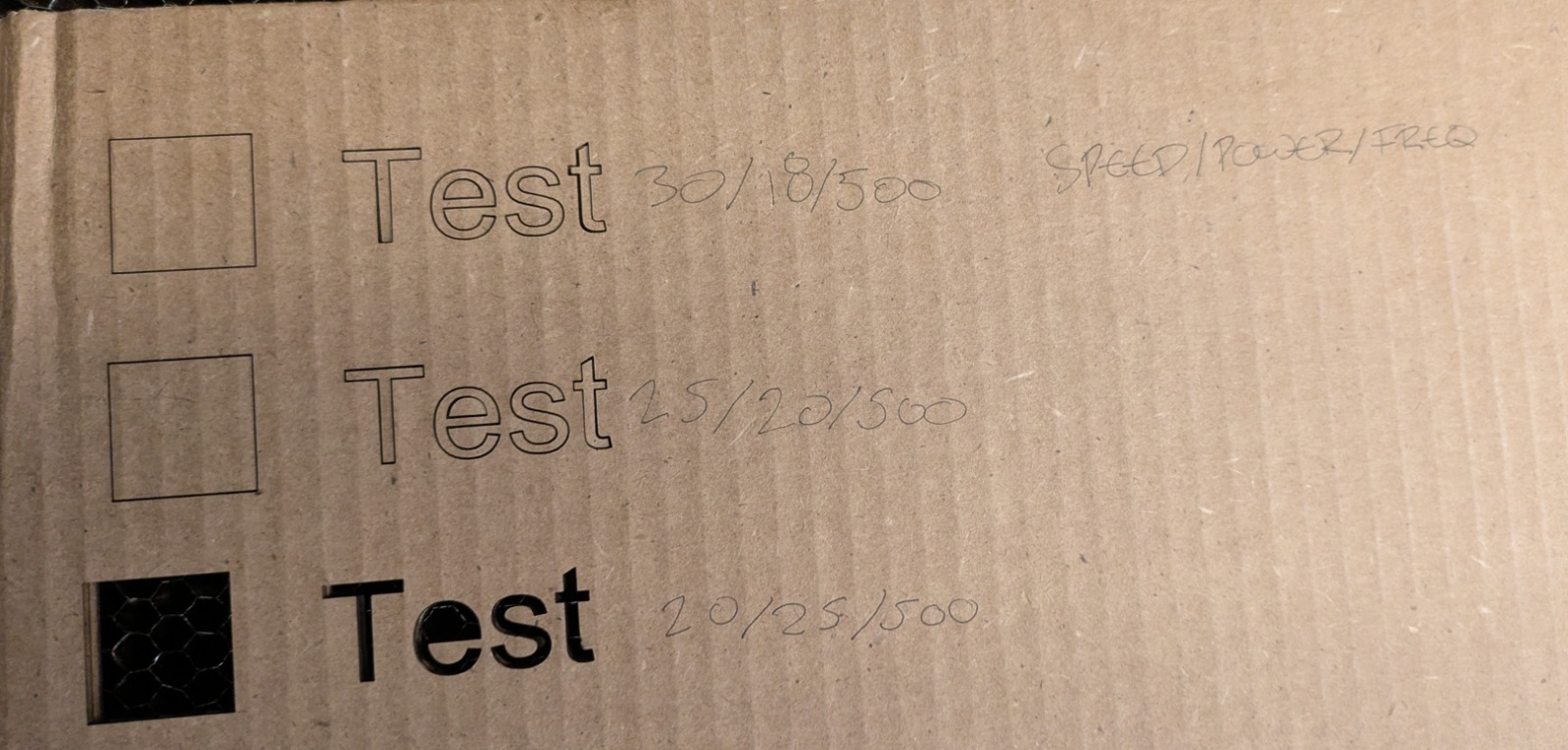 Laser Test Settings