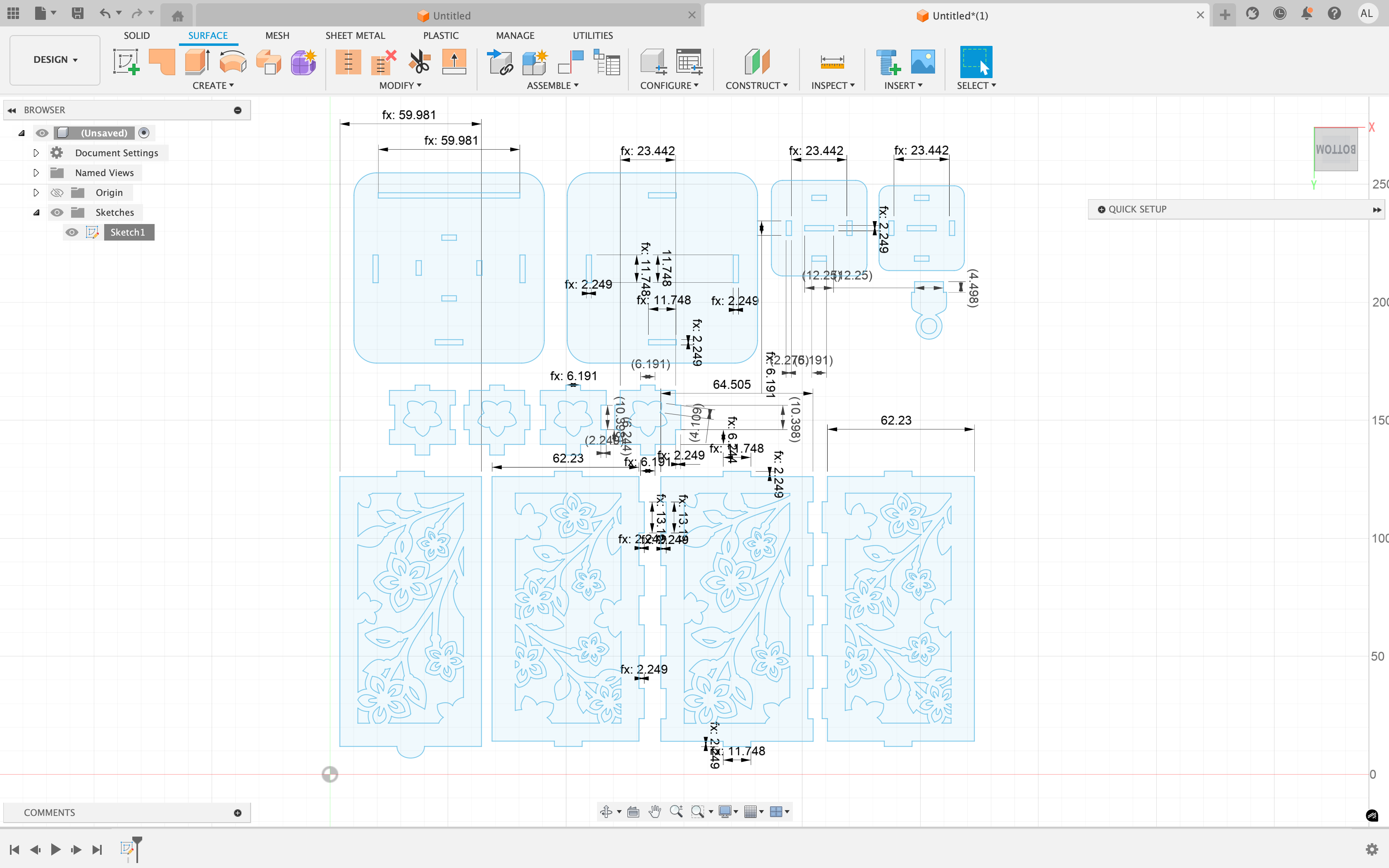 Week 1 laser-cut design layout from Fusion 360