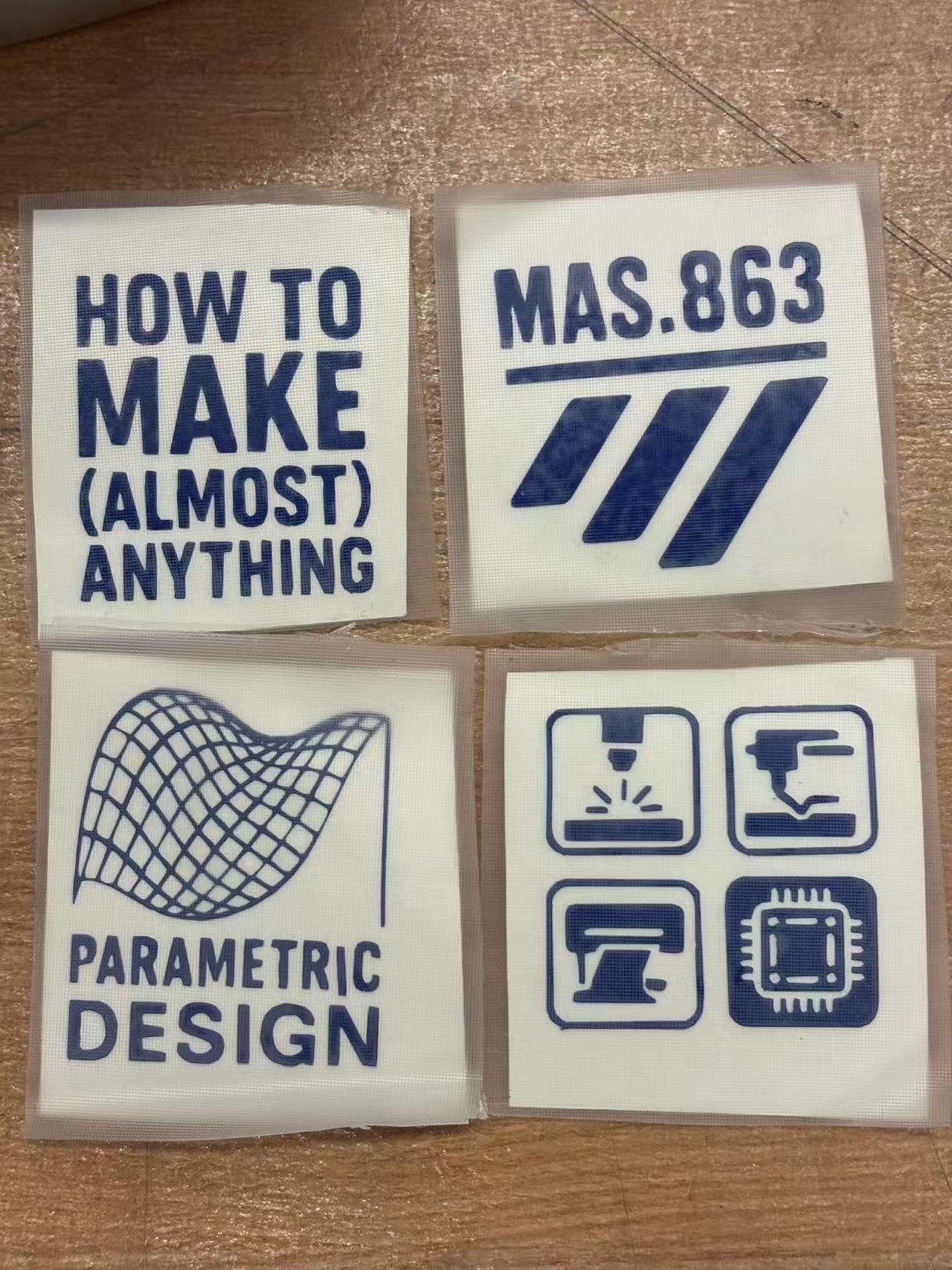 Final vinyl stickers after cutting and weeding
