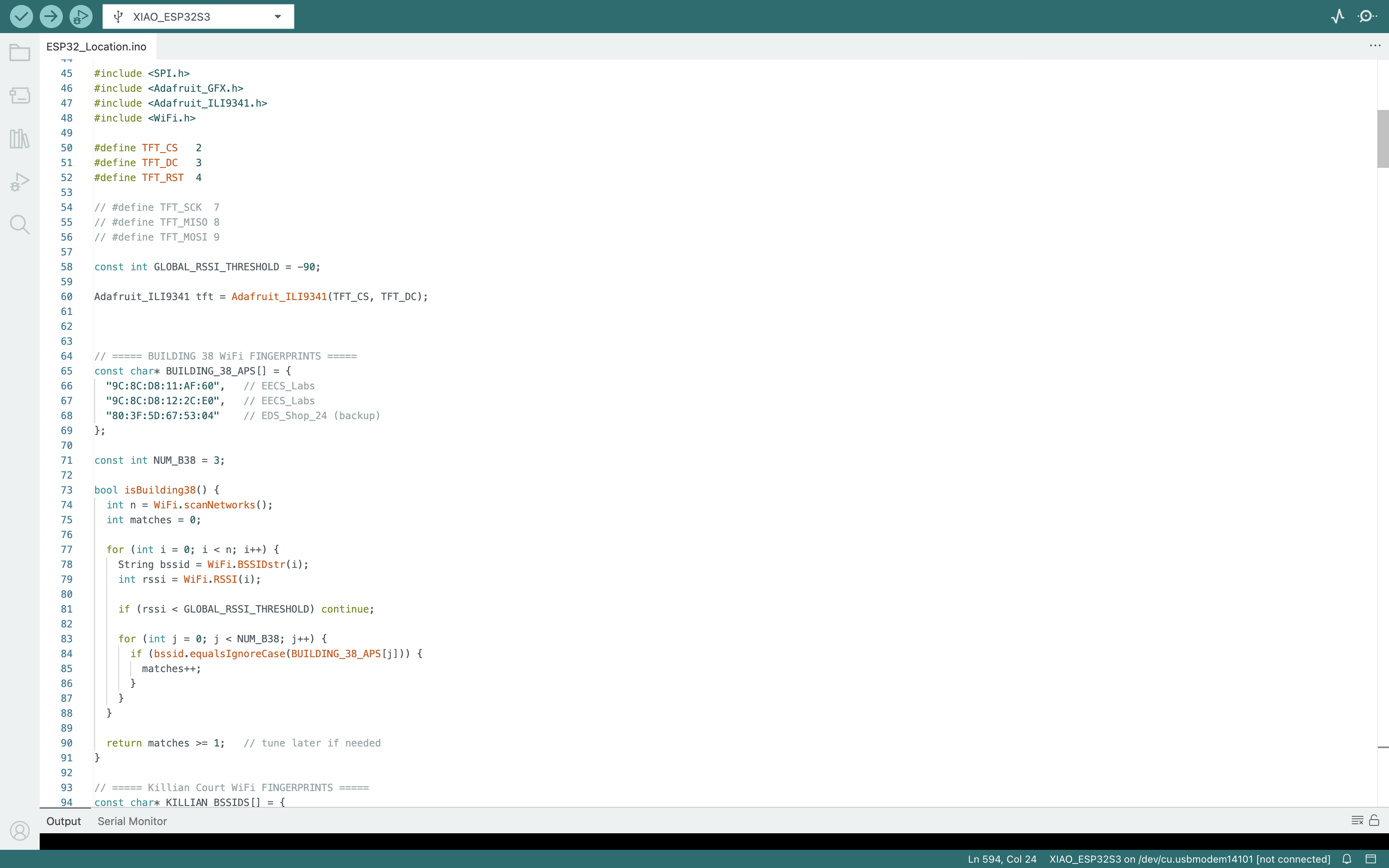 Wi-Fi scanning code snippet