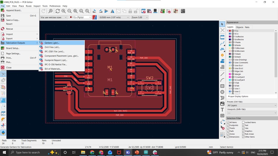 Exporting PCB
