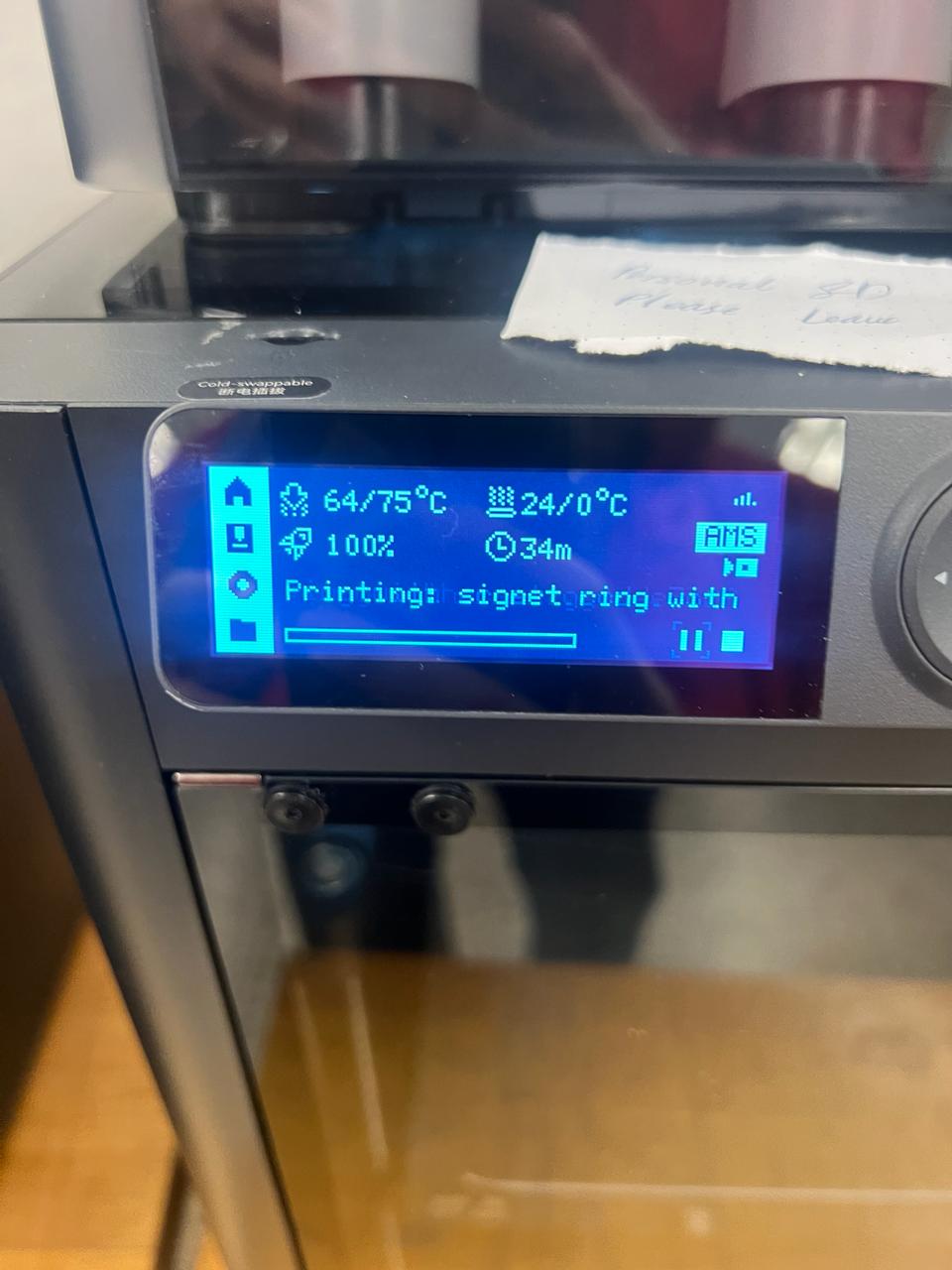 Printer control panel during calibration