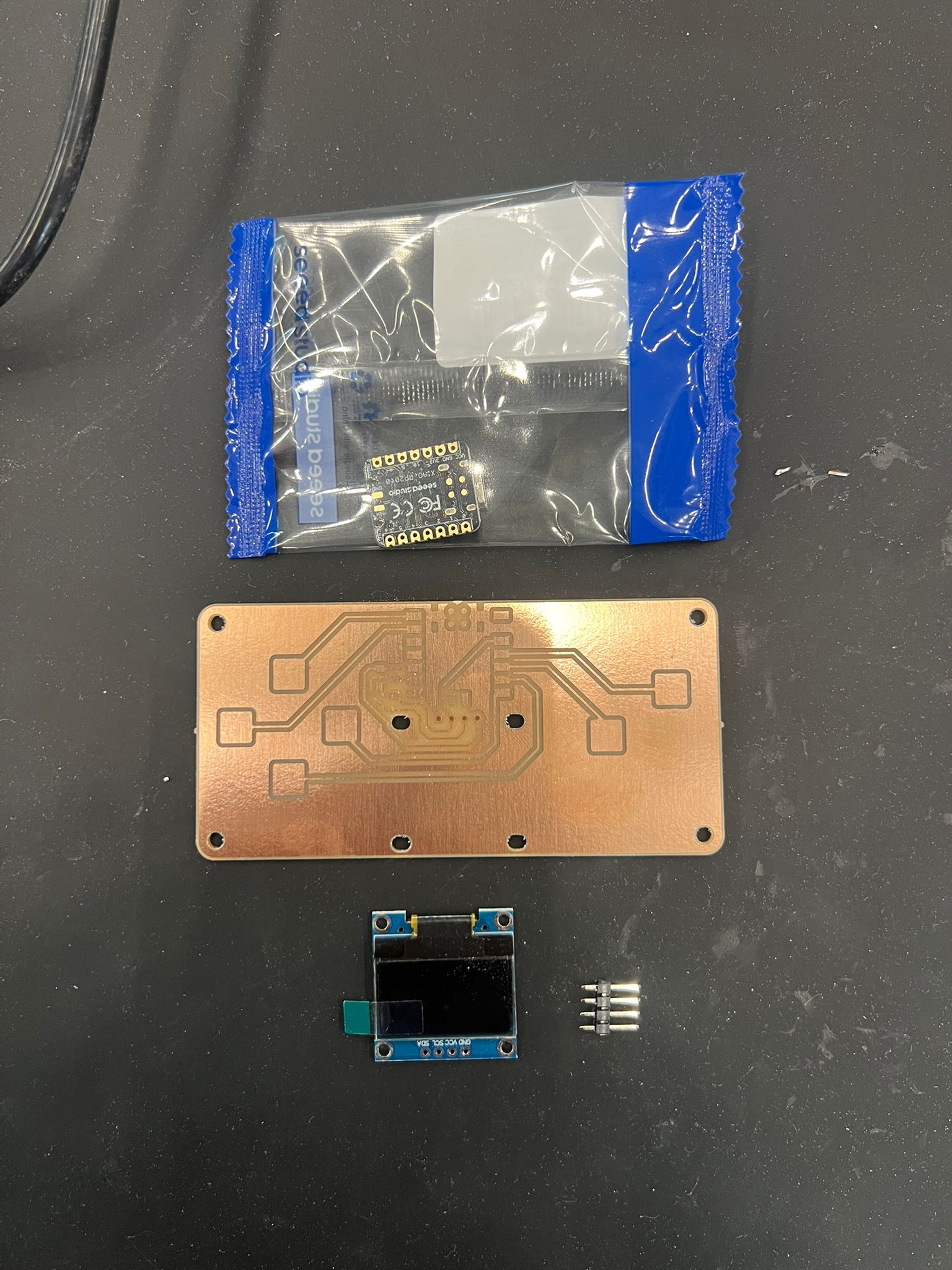 All components laid out before soldering