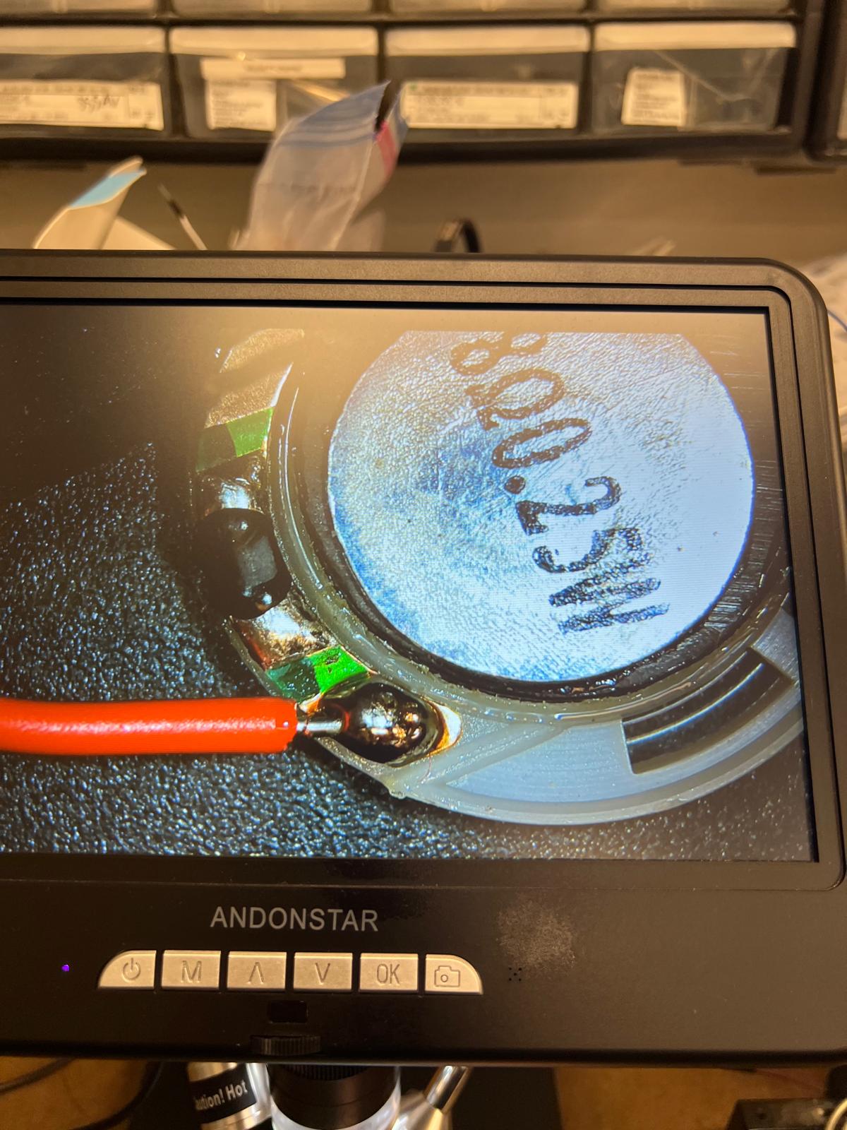 Soldering the speaker after