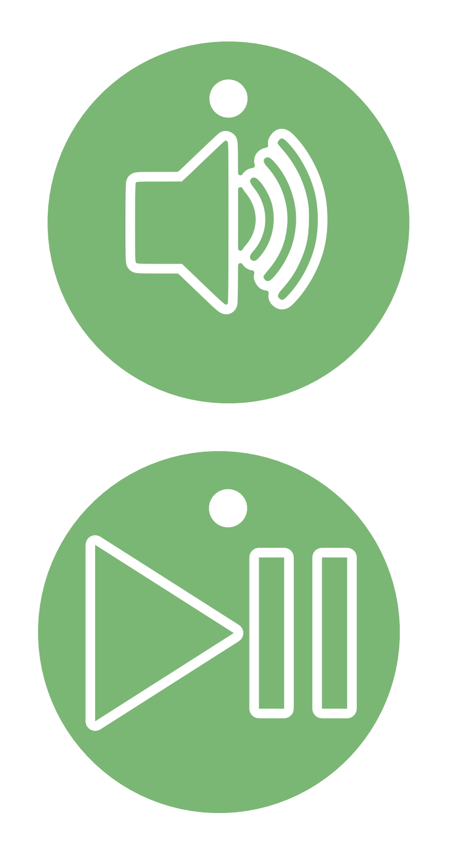 Green render of play and volume icons