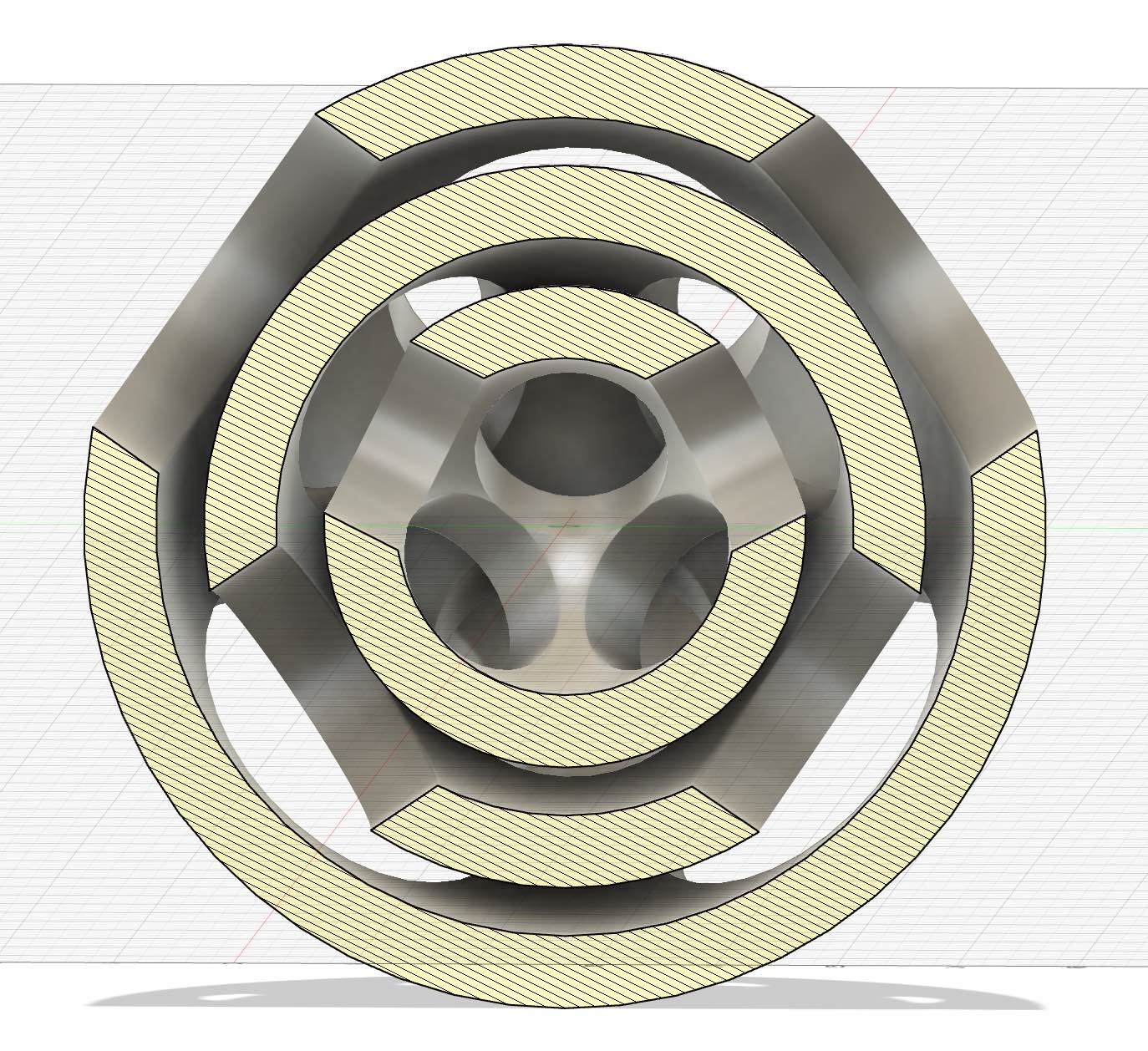 Sectional view of the three layers of the puzzle ball.